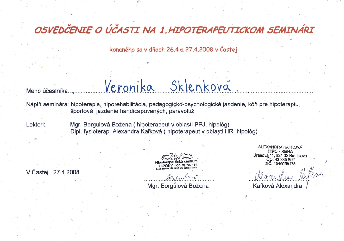 Certifikácie hipoterapie