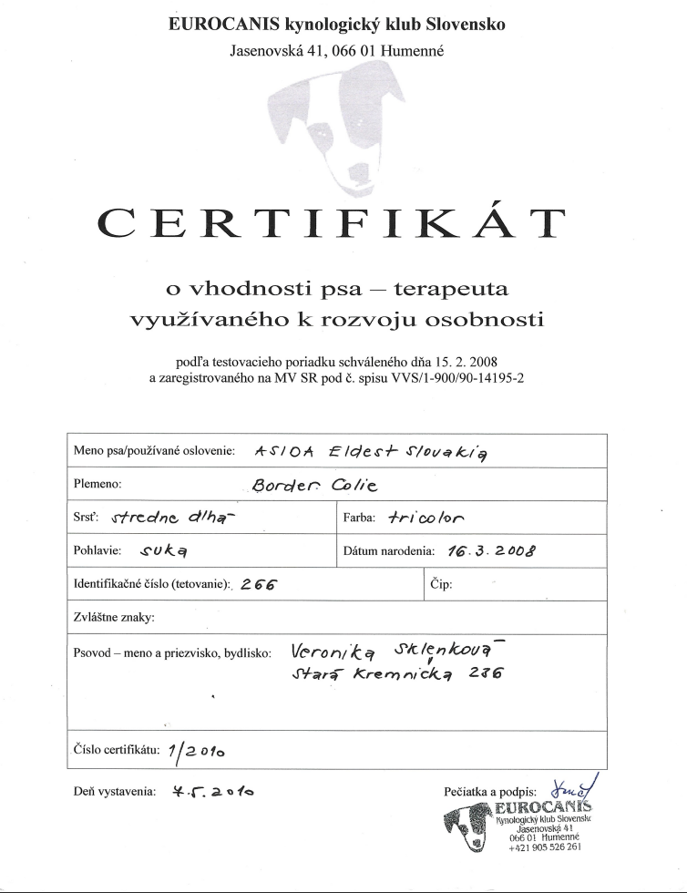 Certifikácie canisterapie